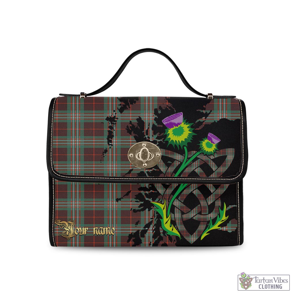 Tartan Vibes Clothing Scott Brown Ancient Tartan Waterproof Canvas Bag with Scotland Map and Thistle Celtic Accents