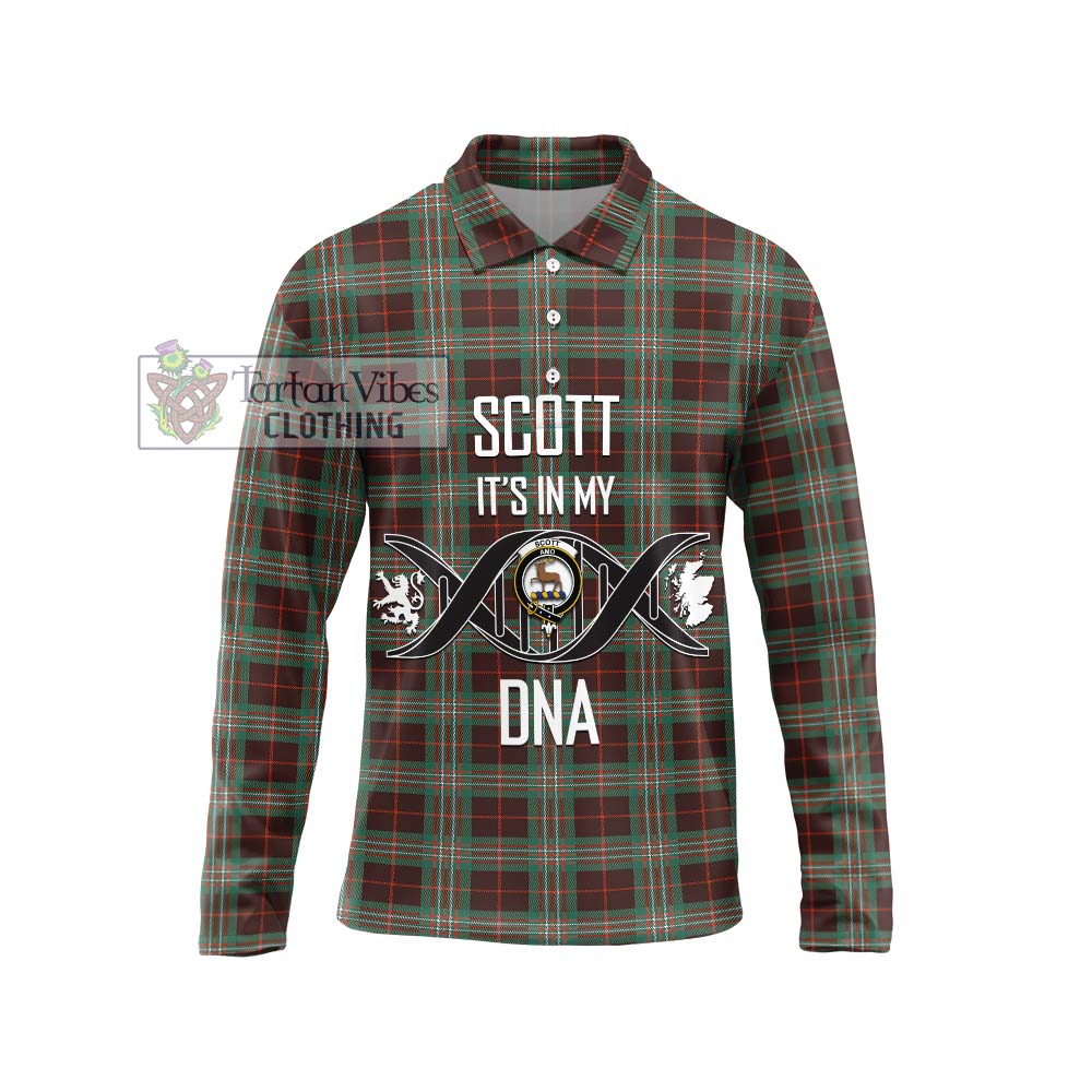 Scott Brown Ancient Tartan Long Sleeve Polo Shirt with Family Crest DNA In Me Style Unisex - Tartanvibesclothing Shop