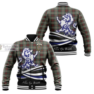 Scott Brown Ancient Tartan Baseball Jacket with Alba Gu Brath Regal Lion Emblem