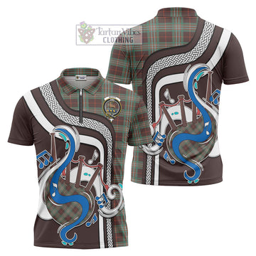 Scott Brown Ancient Tartan Zipper Polo Shirt with Epic Bagpipe Style