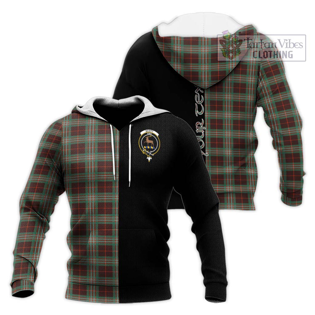 Scott Brown Ancient Tartan Knitted Hoodie with Family Crest and Half Of Me Style Unisex Knitted Pullover Hoodie - Tartanvibesclothing Shop