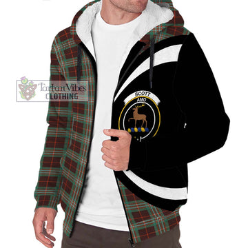 Scott Brown Ancient Tartan Sherpa Hoodie with Family Crest Circle Style