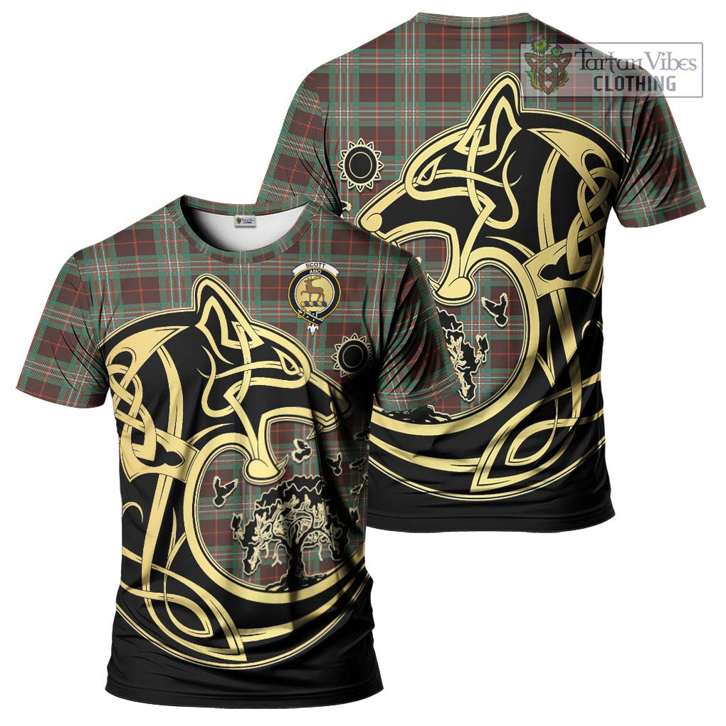 Scott Brown Ancient Tartan T-Shirt with Family Crest Celtic Wolf Style Kid's Shirt - Tartan Vibes Clothing