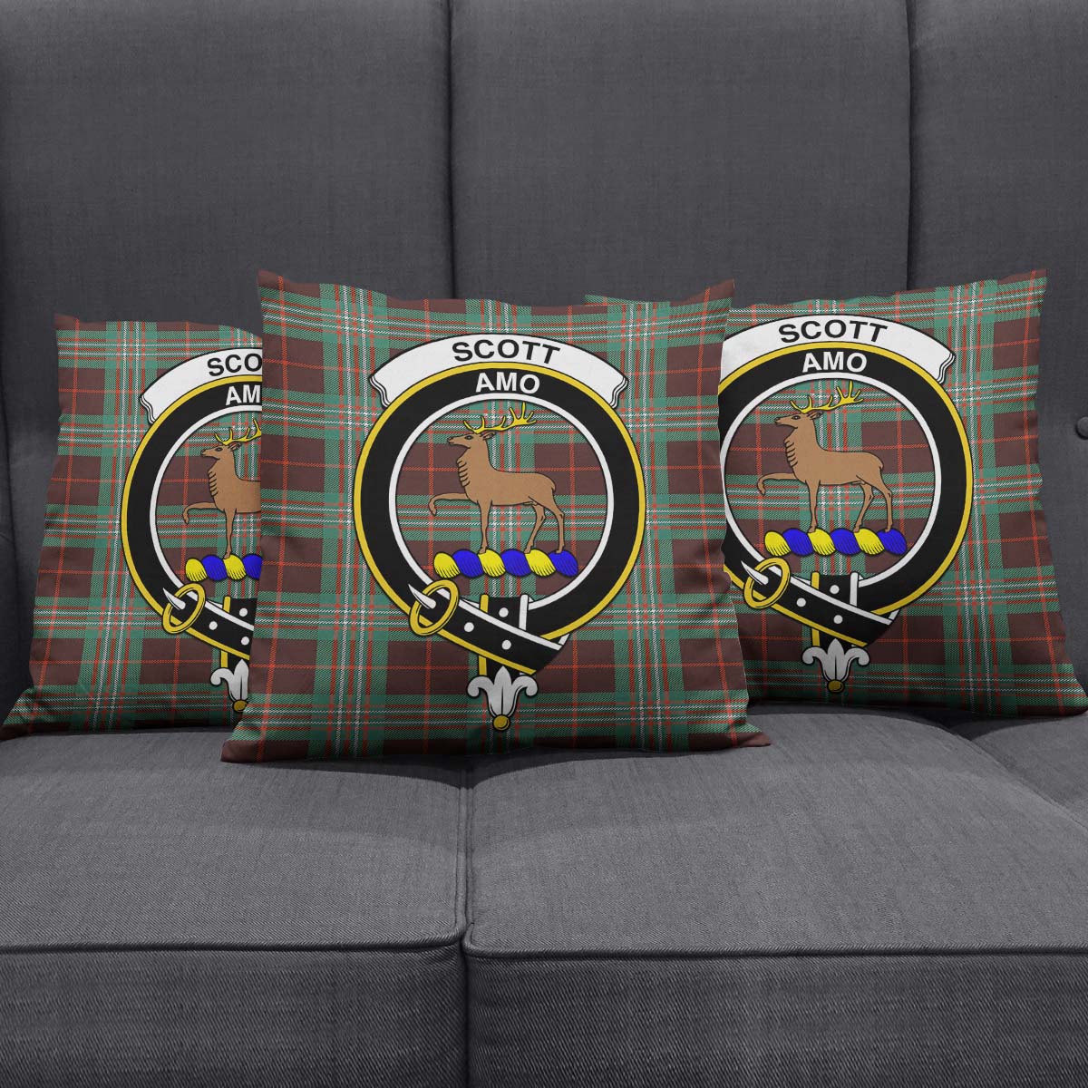 Scott Brown Ancient Tartan Pillow Cover with Family Crest Square Pillow Cover - Tartanvibesclothing