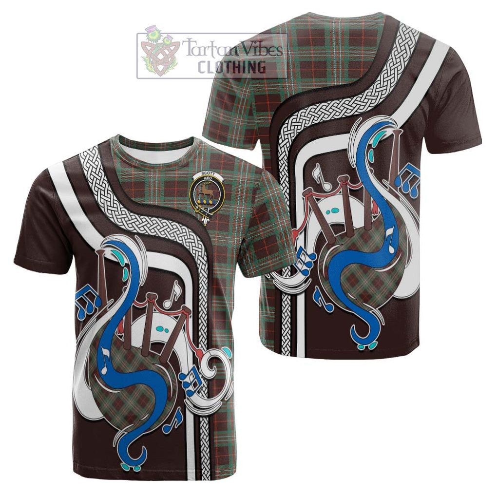 Tartan Vibes Clothing Scott Brown Ancient Tartan Cotton T-shirt with Epic Bagpipe Style