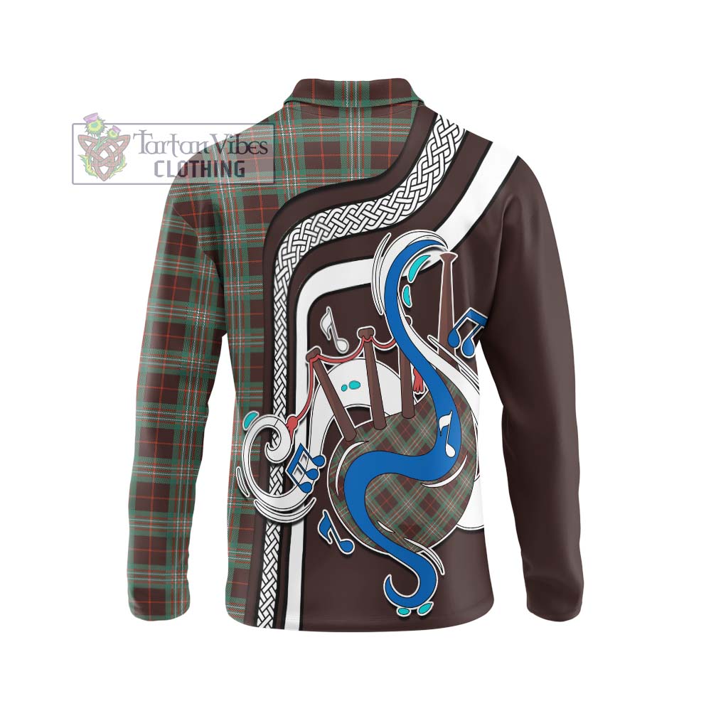 Tartan Vibes Clothing Scott Brown Ancient Tartan Long Sleeve Polo Shirt with Epic Bagpipe Style