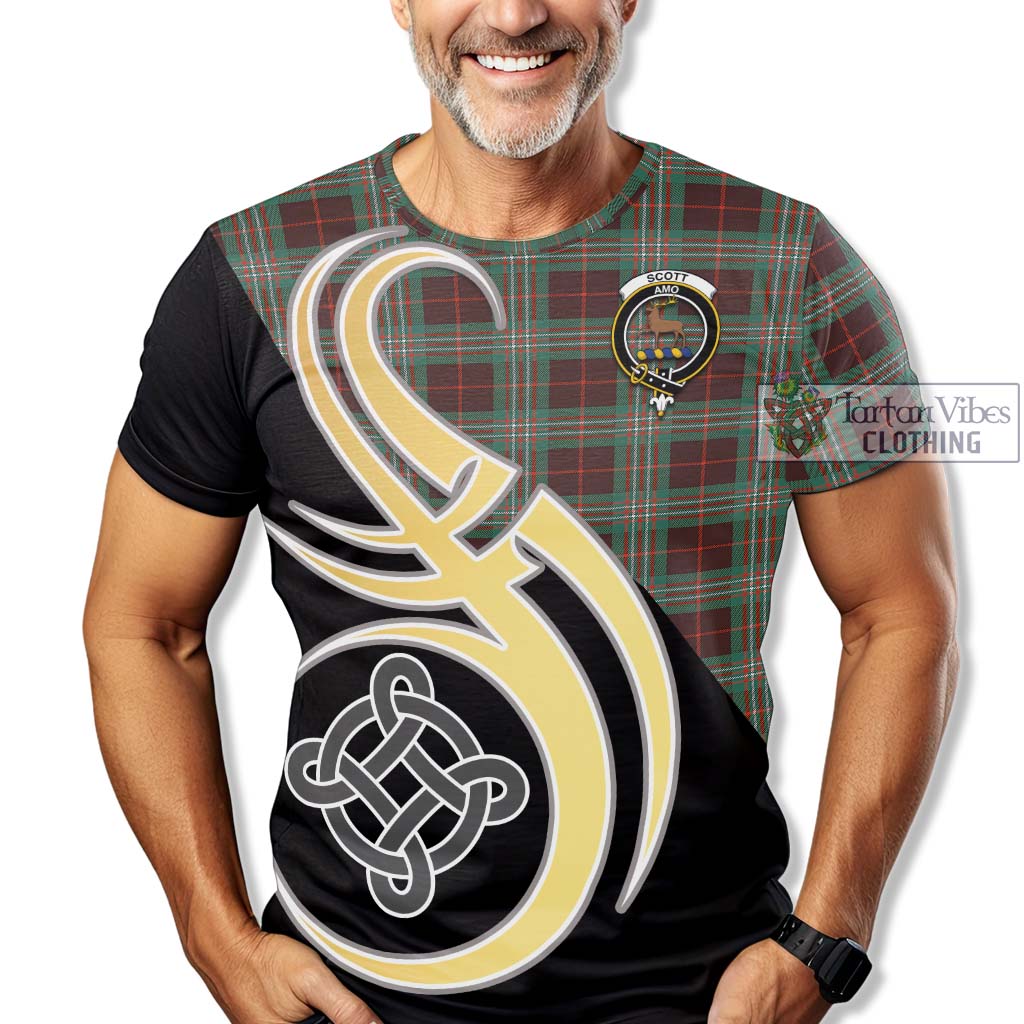 Tartan Vibes Clothing Scott Brown Ancient Tartan T-Shirt with Family Crest and Celtic Symbol Style