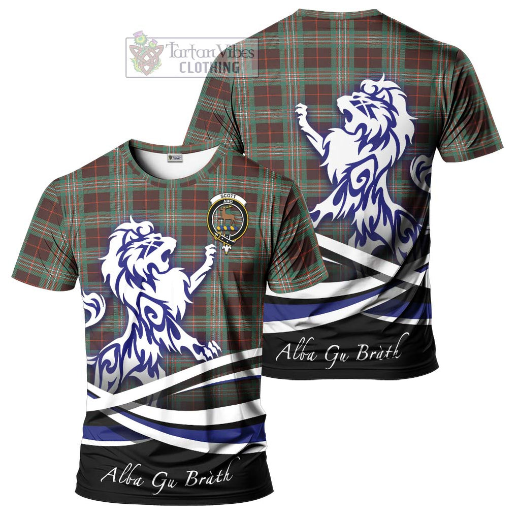 Tartan Vibes Clothing Scott Brown Ancient Tartan Cotton T-shirt with Alba Gu Brath Regal Lion Emblem