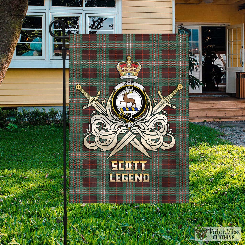 Tartan Vibes Clothing Scott Brown Ancient Tartan Flag with Clan Crest and the Golden Sword of Courageous Legacy