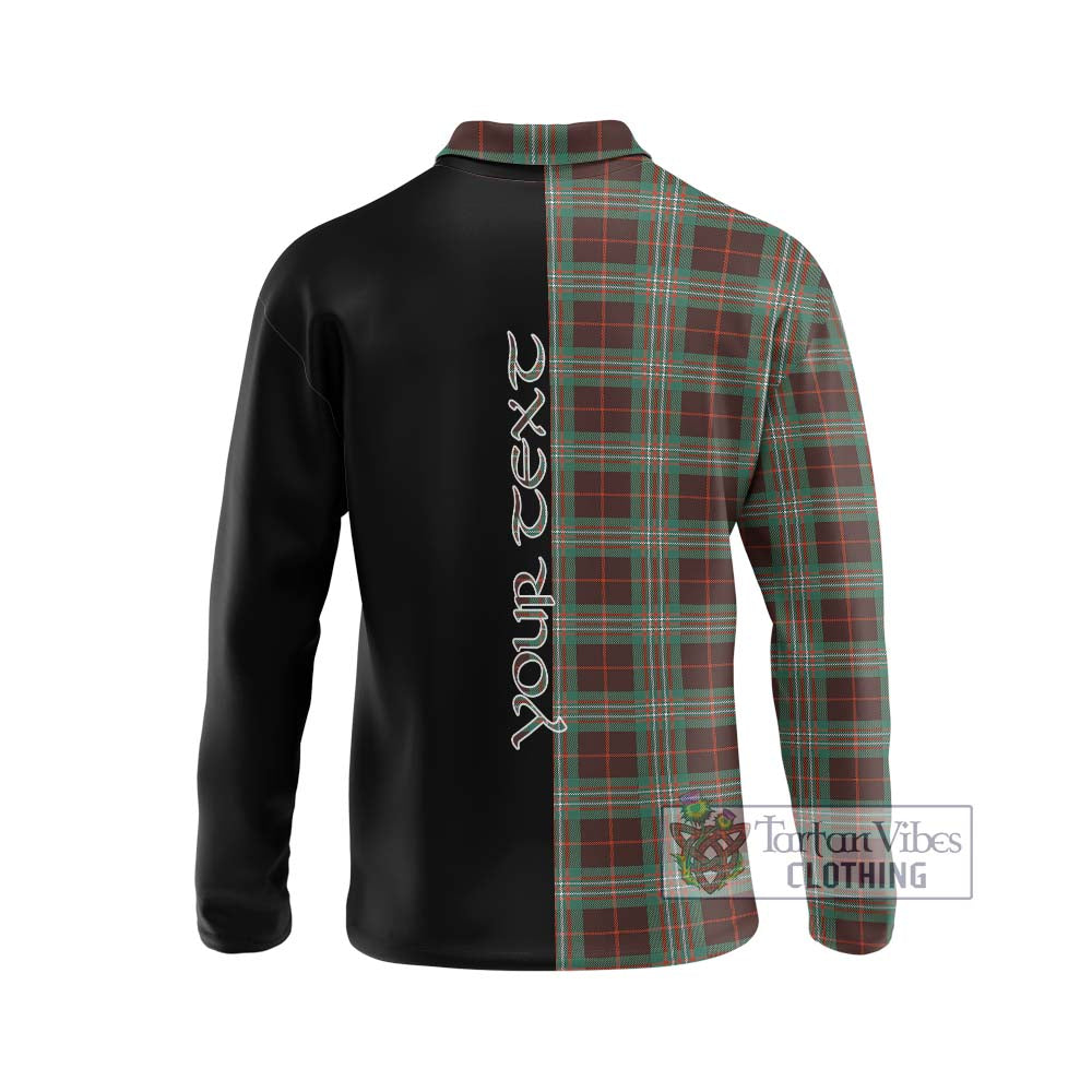 Scott Brown Ancient Tartan Long Sleeve Polo Shirt with Family Crest and Half Of Me Style - Tartanvibesclothing Shop