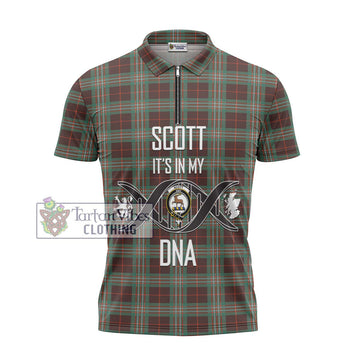 Scott Brown Ancient Tartan Zipper Polo Shirt with Family Crest DNA In Me Style