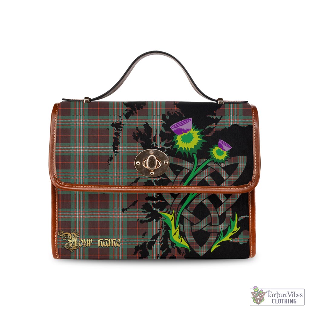 Tartan Vibes Clothing Scott Brown Ancient Tartan Waterproof Canvas Bag with Scotland Map and Thistle Celtic Accents