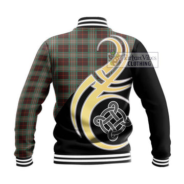 Scott Brown Ancient Tartan Baseball Jacket with Family Crest and Celtic Symbol Style