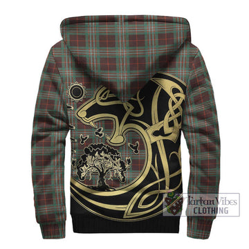 Scott Brown Ancient Tartan Sherpa Hoodie with Family Crest Celtic Wolf Style