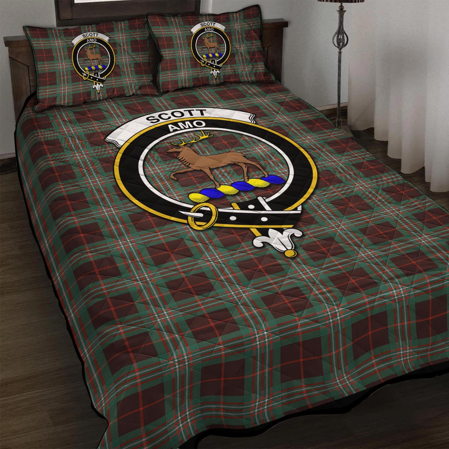 Scott Brown Ancient Tartan Quilt Bed Set with Family Crest - Tartan Vibes Clothing