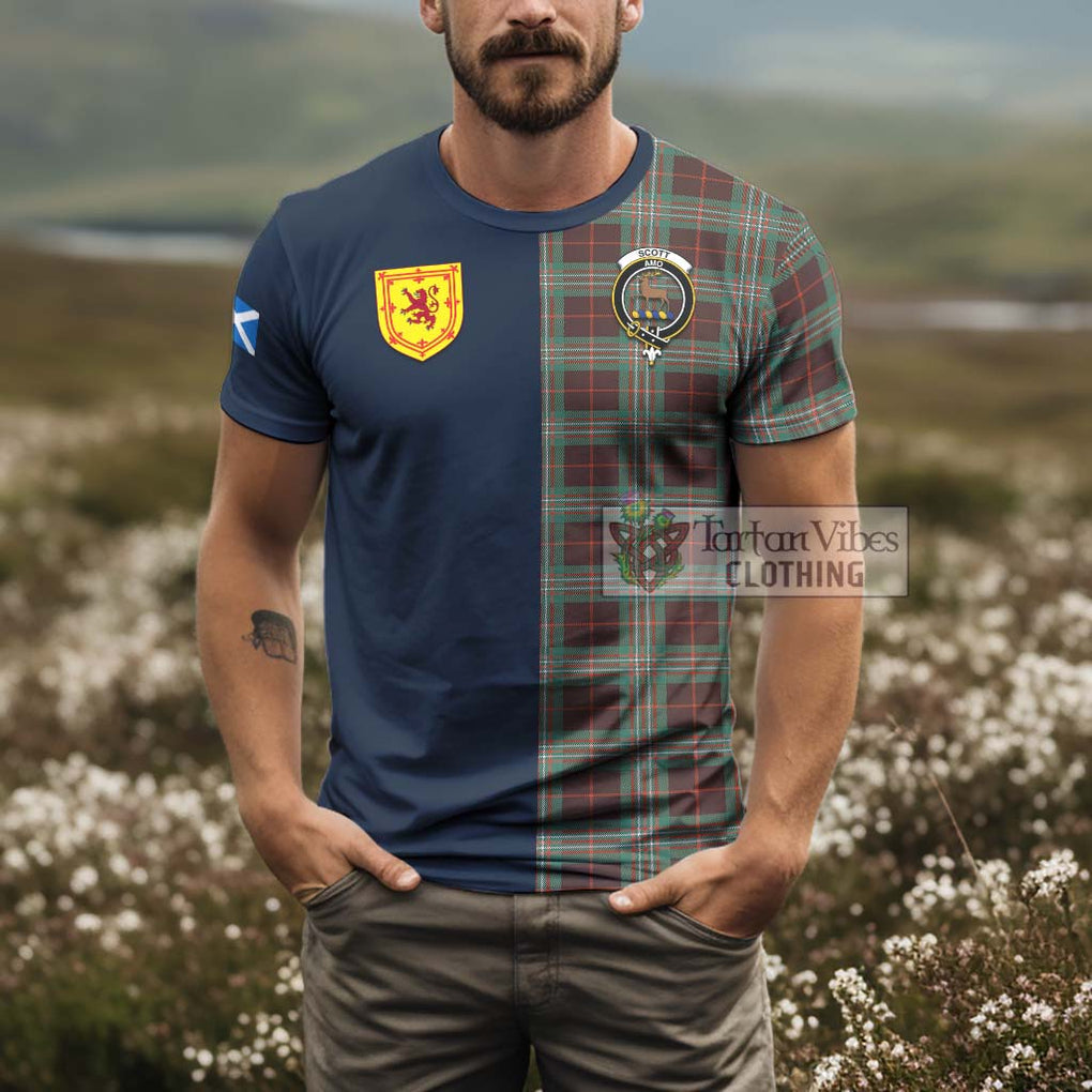 Tartan Vibes Clothing Scott Brown Ancient Tartan T-Shirt Alba with Scottish Lion Royal Arm Half Style