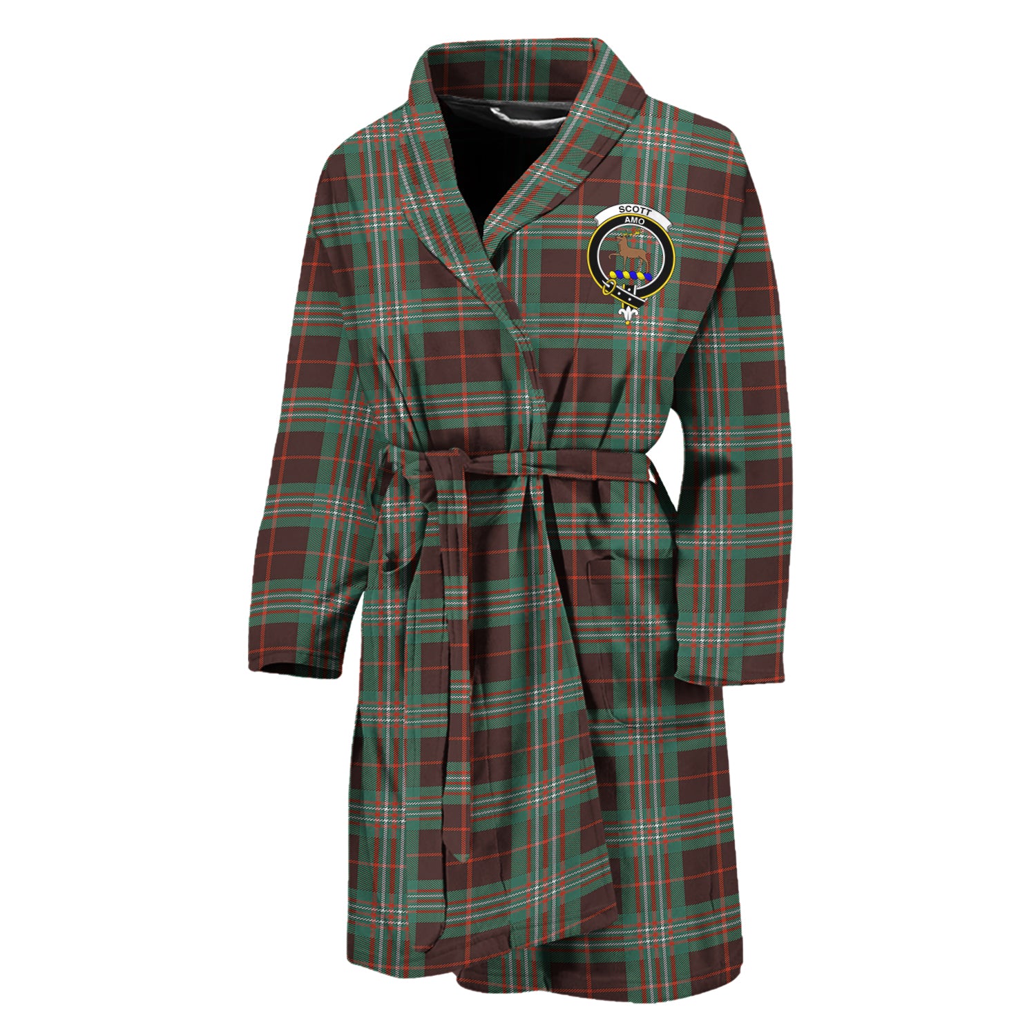 Scott Brown Ancient Tartan Bathrobe with Family Crest Unisex M - Tartan Vibes Clothing