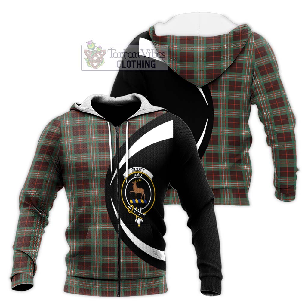 Scott Brown Ancient Tartan Knitted Hoodie with Family Crest Circle Style Unisex Knitted Zip Hoodie - Tartan Vibes Clothing