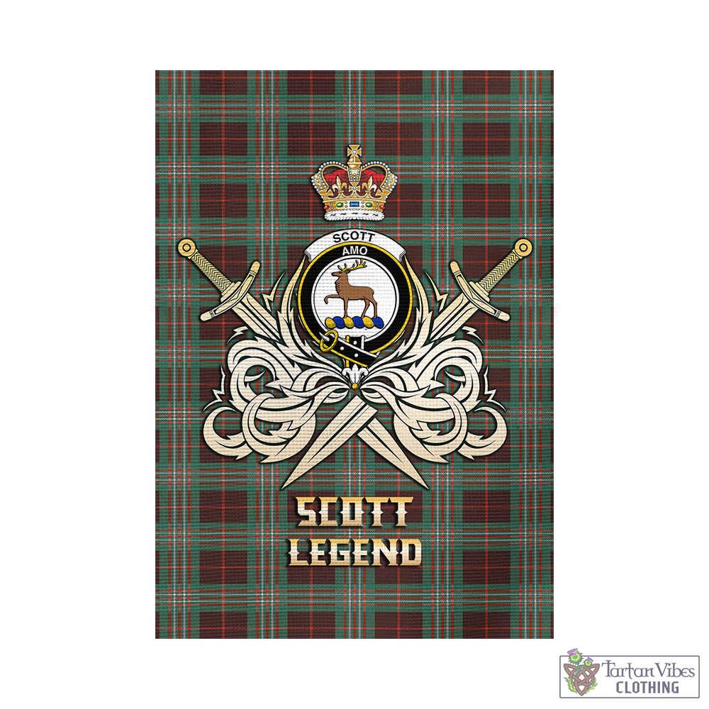 Tartan Vibes Clothing Scott Brown Ancient Tartan Flag with Clan Crest and the Golden Sword of Courageous Legacy