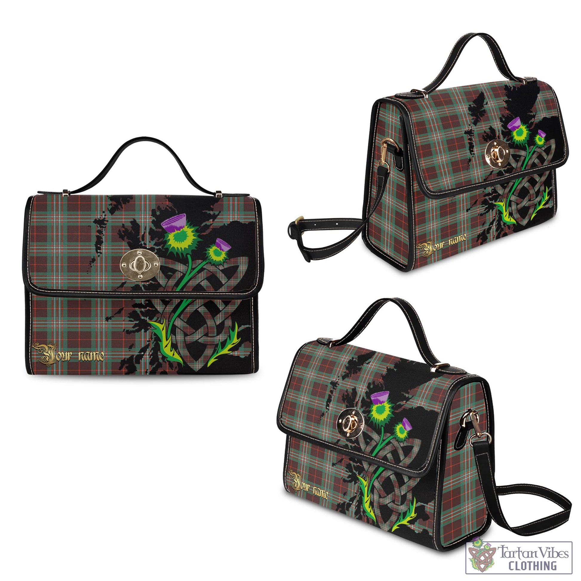 Tartan Vibes Clothing Scott Brown Ancient Tartan Waterproof Canvas Bag with Scotland Map and Thistle Celtic Accents