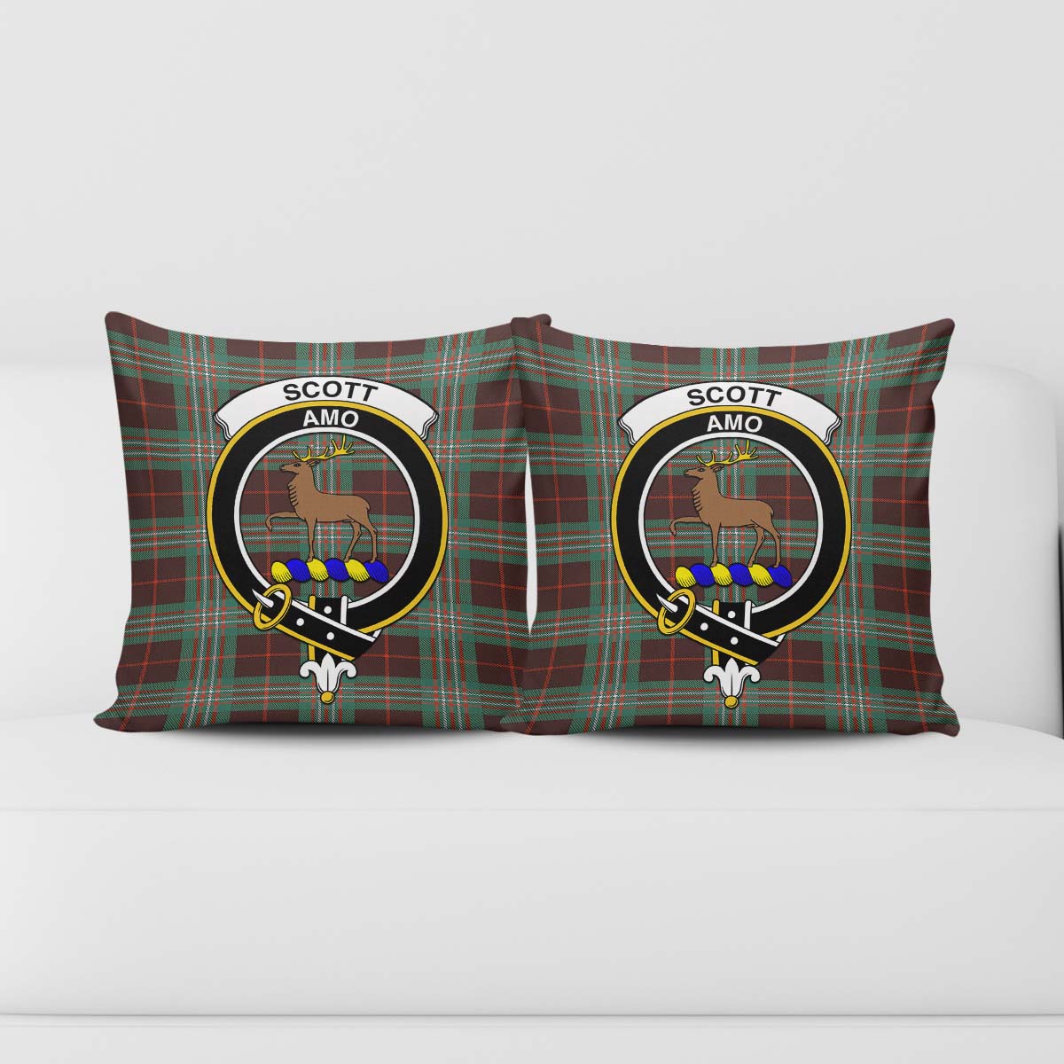 Scott Brown Ancient Tartan Pillow Cover with Family Crest - Tartanvibesclothing