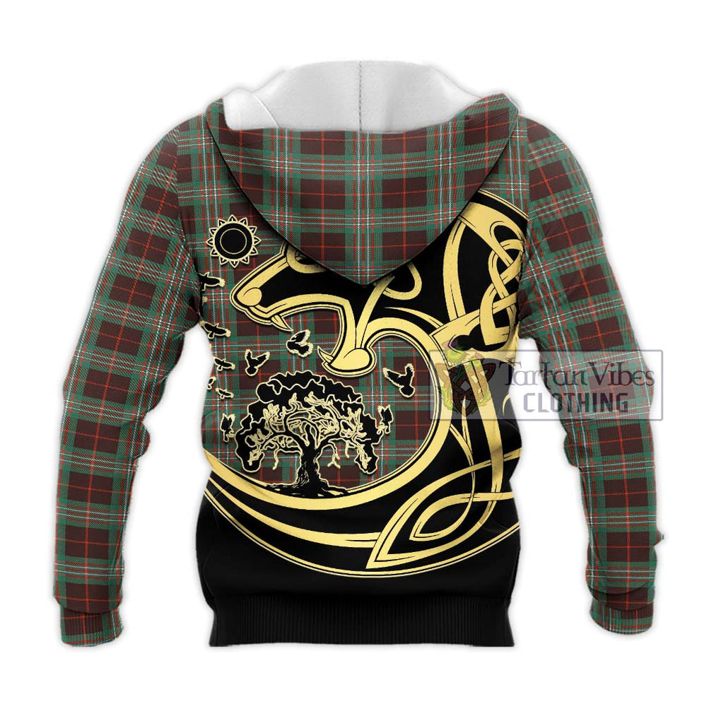 Scott Brown Ancient Tartan Knitted Hoodie with Family Crest Celtic Wolf Style - Tartan Vibes Clothing