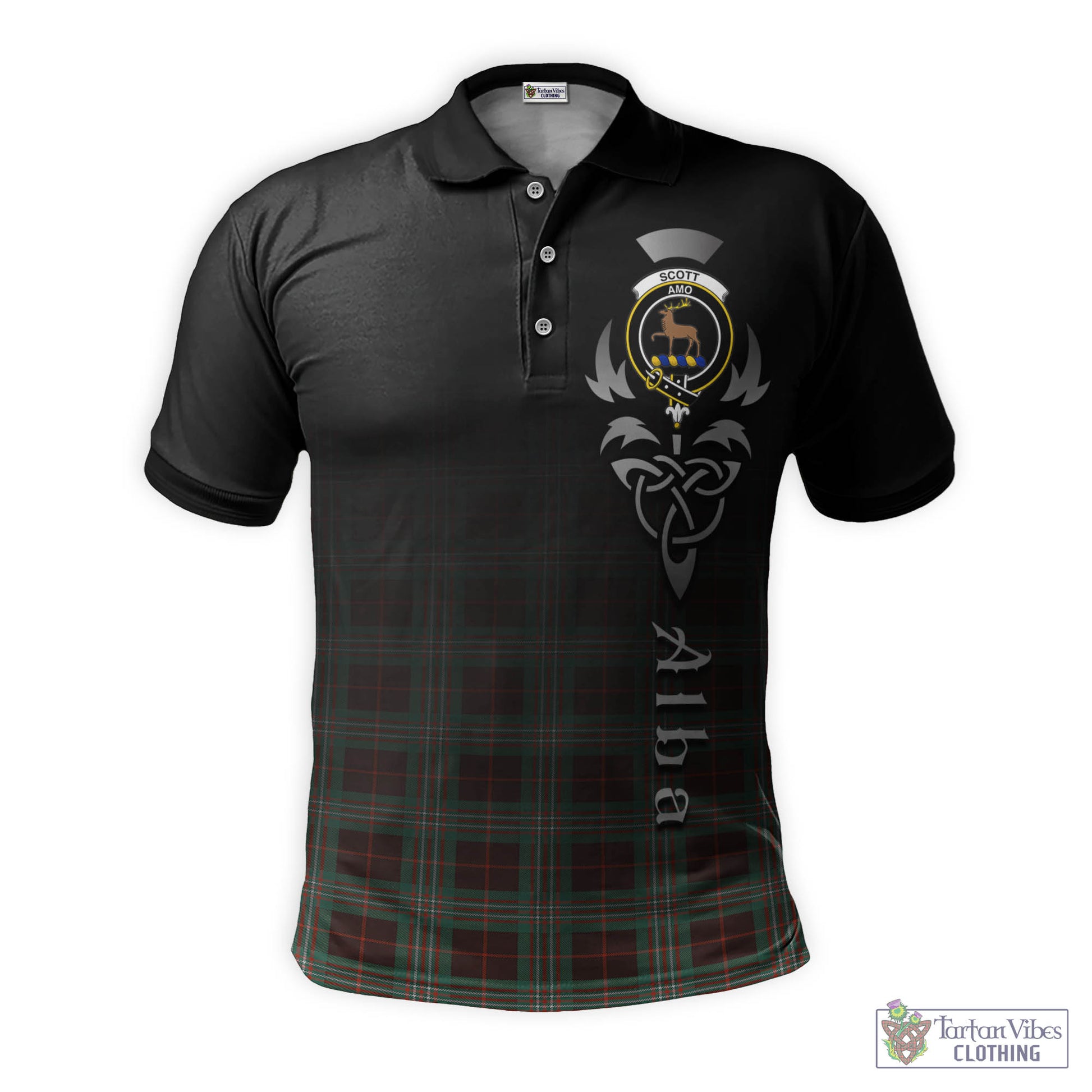 Tartan Vibes Clothing Scott Brown Ancient Tartan Polo Shirt Featuring Alba Gu Brath Family Crest Celtic Inspired