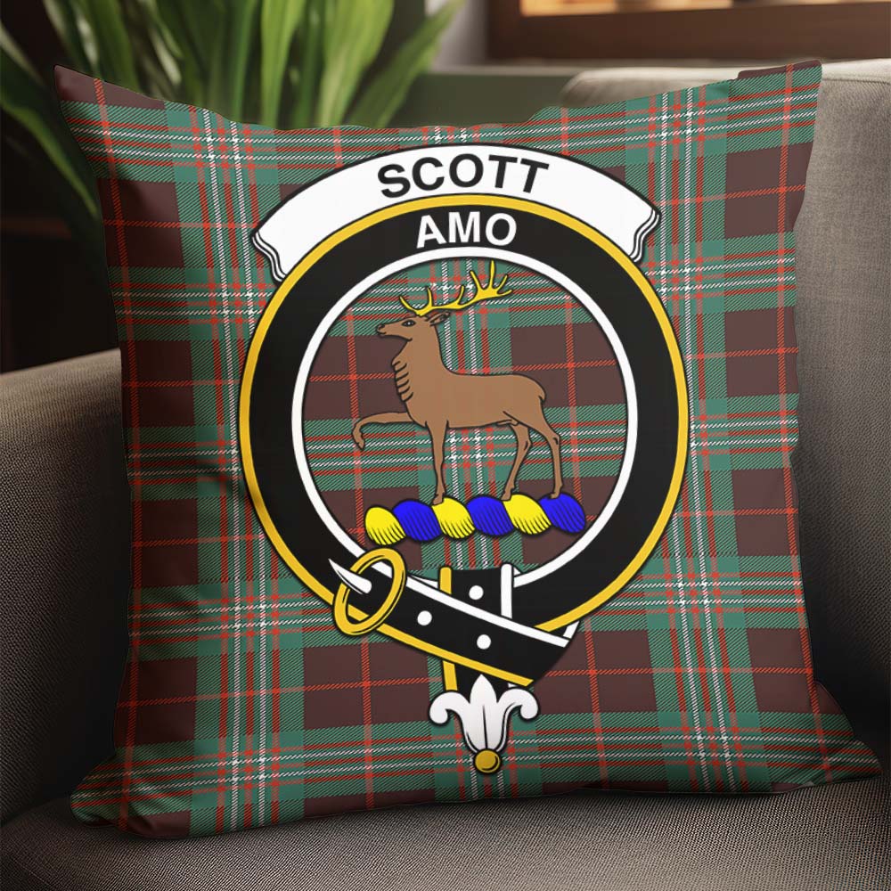 Scott Brown Ancient Tartan Pillow Cover with Family Crest - Tartanvibesclothing