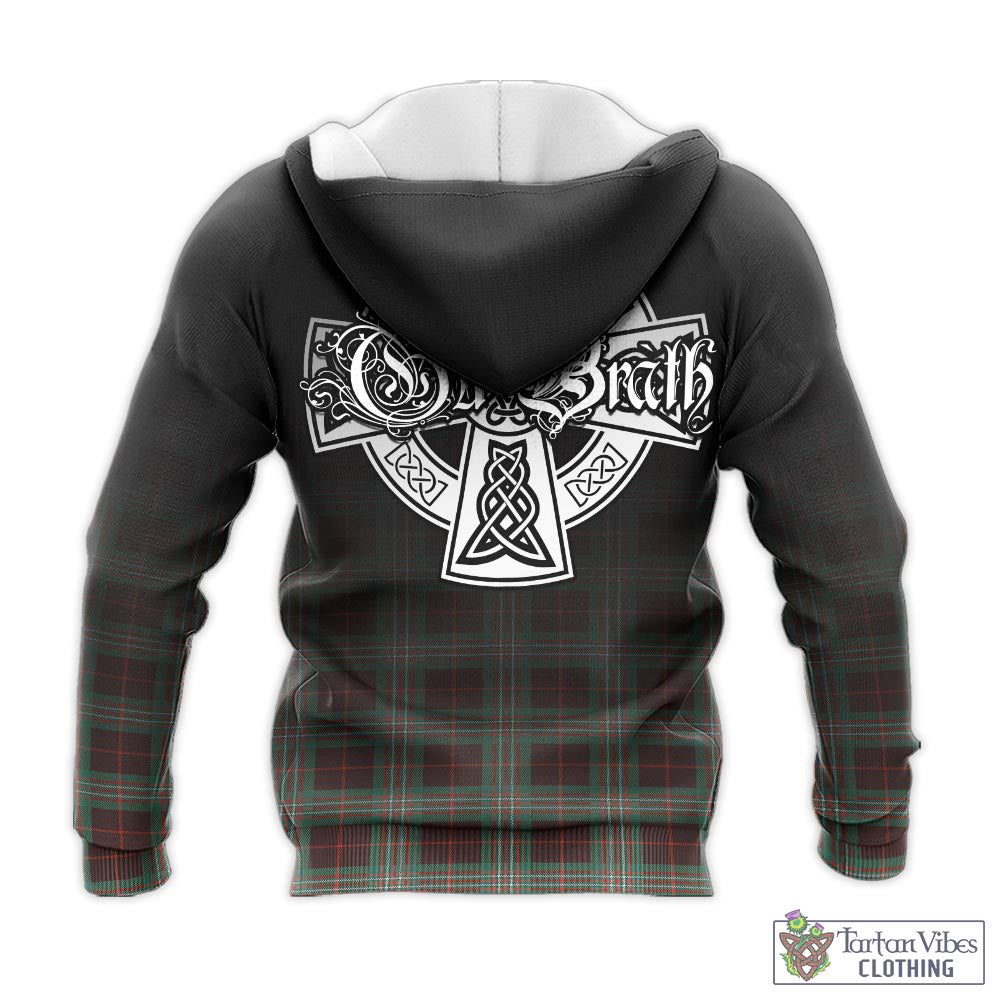 Tartan Vibes Clothing Scott Brown Ancient Tartan Knitted Hoodie Featuring Alba Gu Brath Family Crest Celtic Inspired