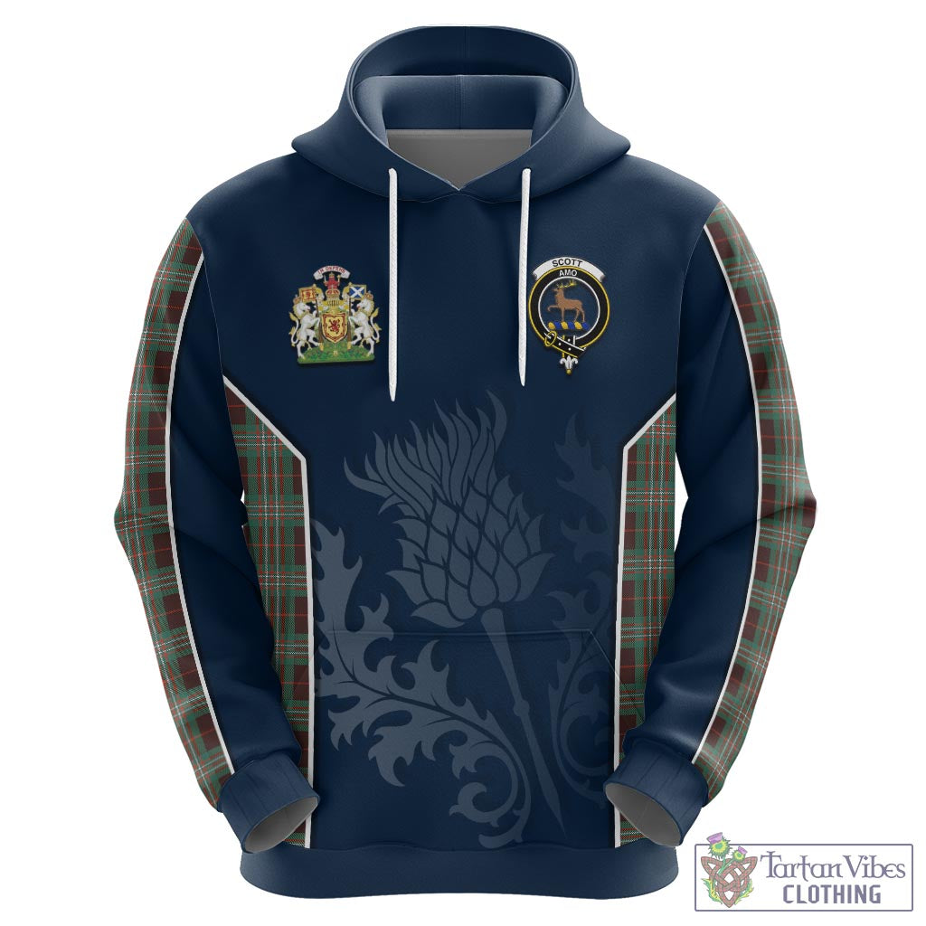 Tartan Vibes Clothing Scott Brown Ancient Tartan Hoodie with Family Crest and Scottish Thistle Vibes Sport Style