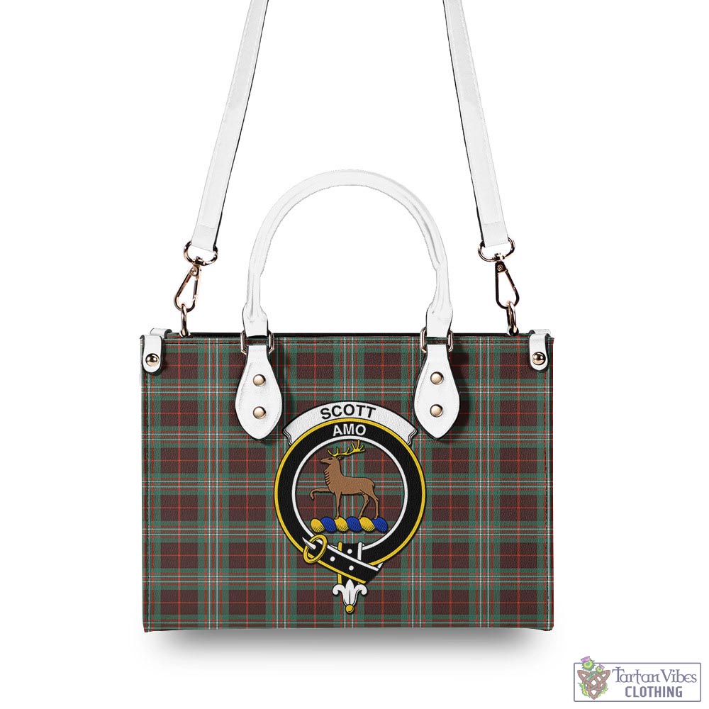 Tartan Vibes Clothing Scott Brown Ancient Tartan Luxury Leather Handbags with Family Crest