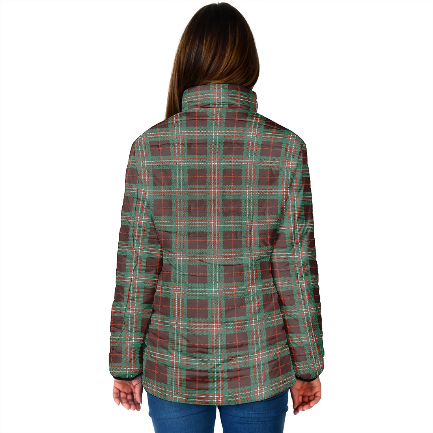 Scott Brown Ancient Tartan Padded Jacket with Family Crest - Tartan Vibes Clothing