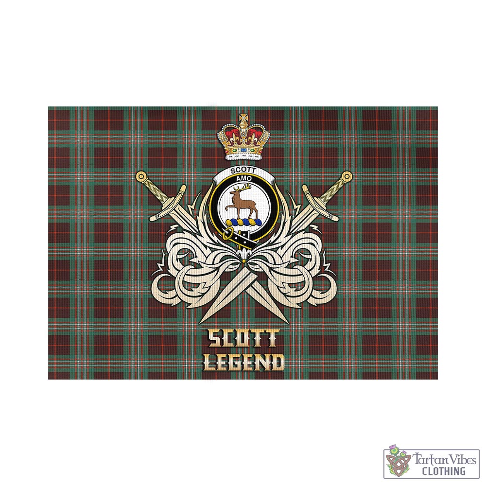 Tartan Vibes Clothing Scott Brown Ancient Tartan Flag with Clan Crest and the Golden Sword of Courageous Legacy