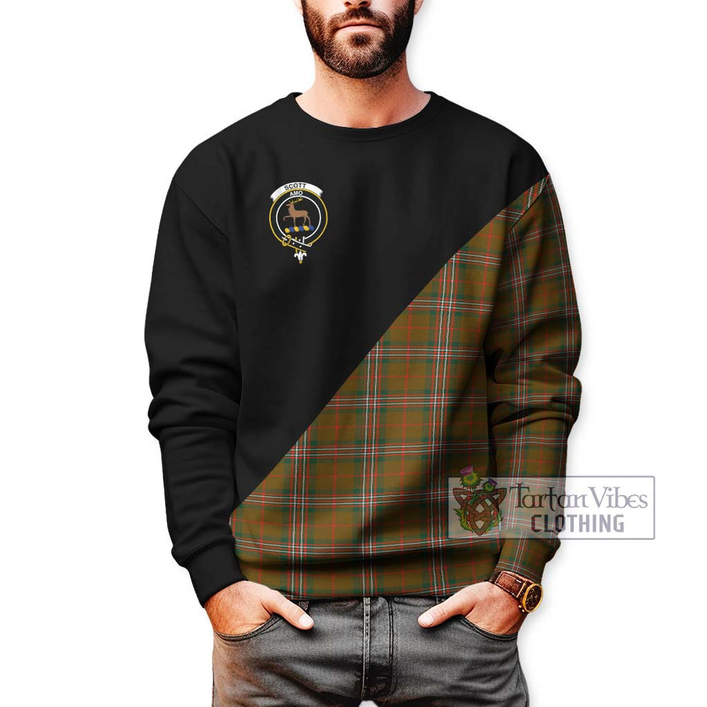 Scott Brown Modern Tartan Sweatshirt with Family Crest and Military Logo Style Unisex - Tartanvibesclothing Shop