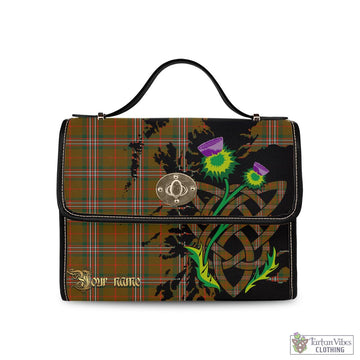 Scott Brown Modern Tartan Waterproof Canvas Bag with Scotland Map and Thistle Celtic Accents