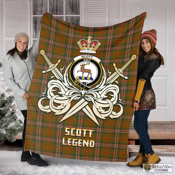 Scott Brown Modern Tartan Blanket with Clan Crest and the Golden Sword of Courageous Legacy