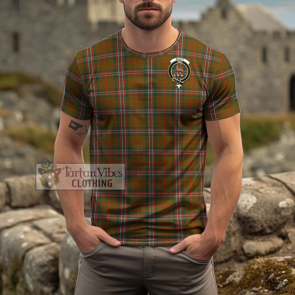 Tartan Vibes Clothing Scott Brown Modern Tartan Cotton T-Shirt with Family Crest