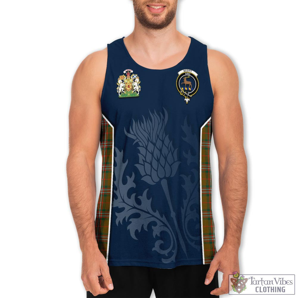 Tartan Vibes Clothing Scott Brown Modern Tartan Men's Tanks Top with Family Crest and Scottish Thistle Vibes Sport Style
