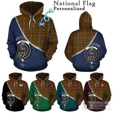 Scott Brown Modern Tartan Hoodie with Personalised National Flag and Family Crest Half Style