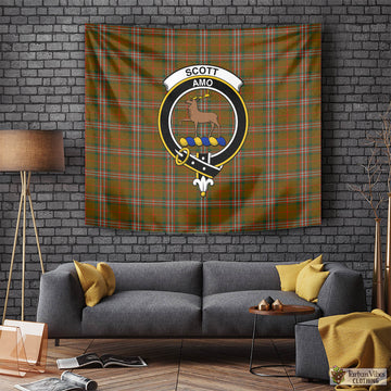 Scott Brown Modern Tartan Tapestry Wall Hanging and Home Decor for Room with Family Crest