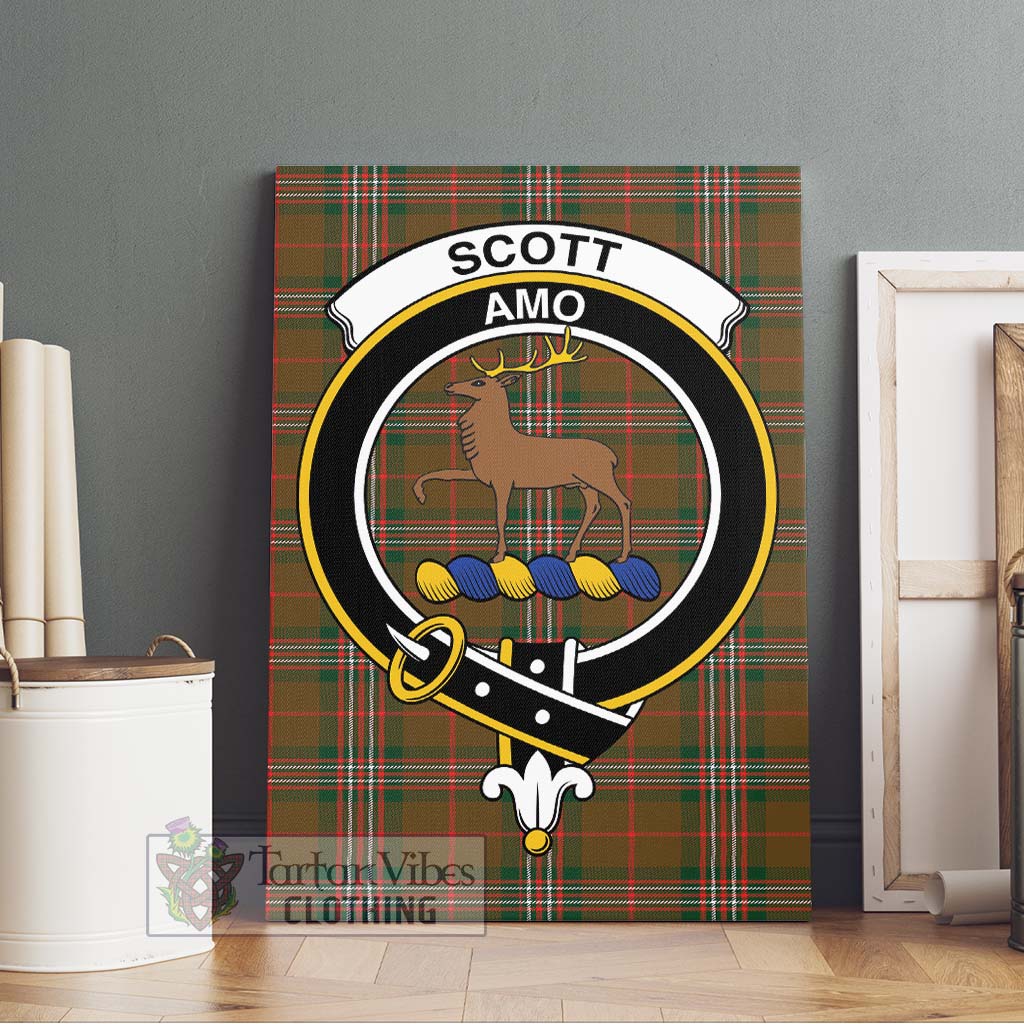 Tartan Vibes Clothing Scott Brown Modern Tartan Canvas Print Wall Art with Family Crest