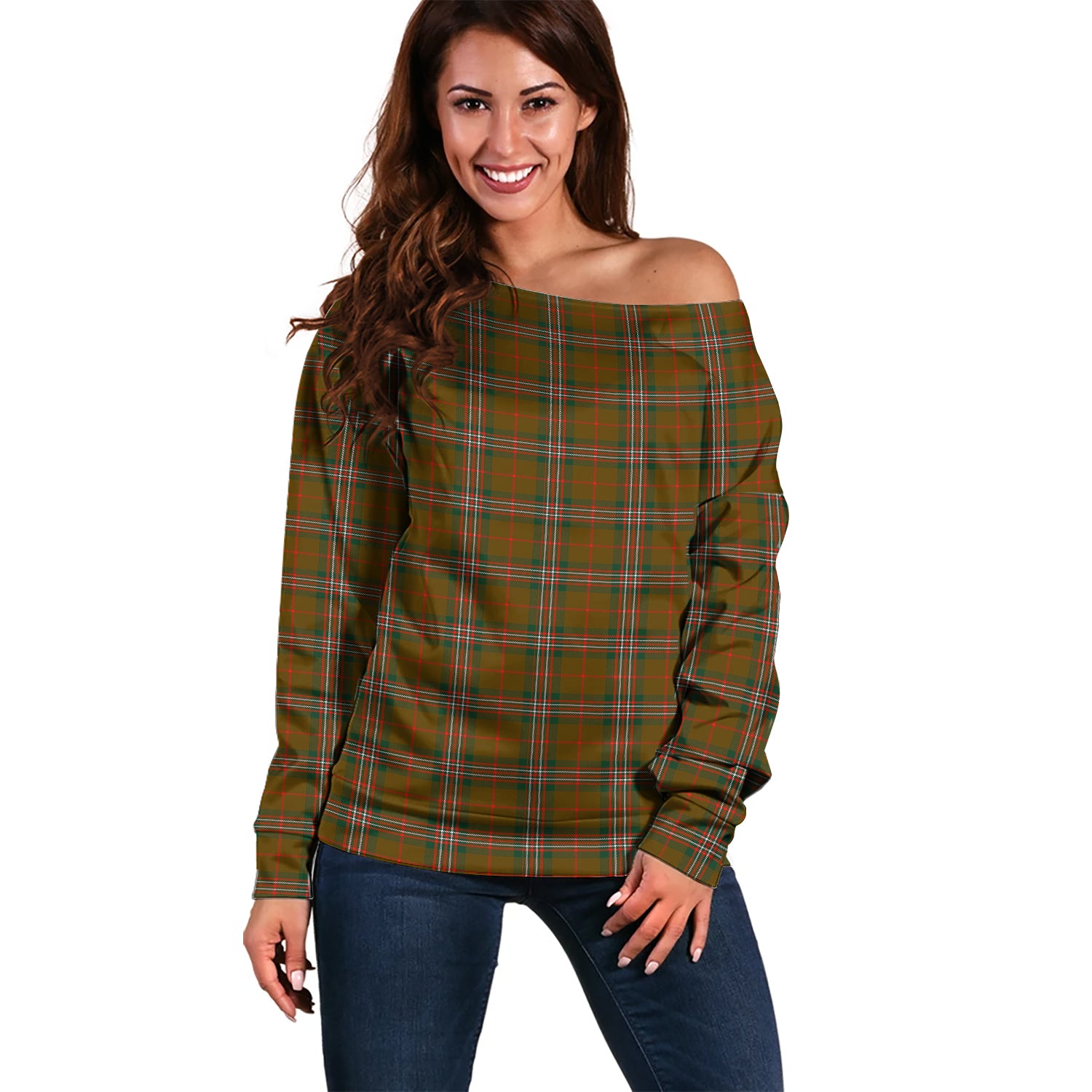 Scott Brown Modern Tartan Off Shoulder Women Sweater Women - Tartanvibesclothing Shop