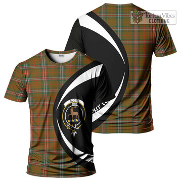 Scott Brown Modern Tartan T-Shirt with Family Crest Circle Style