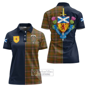 Scott Brown Modern Tartan Women's Polo Shirt Alba with Scottish Lion Royal Arm Half Style