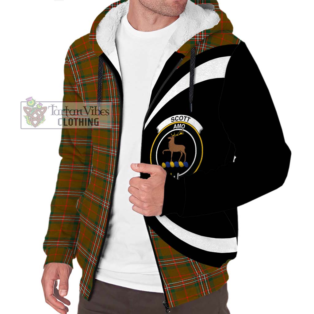 Scott Brown Modern Tartan Sherpa Hoodie with Family Crest Circle Style Unisex S - Tartan Vibes Clothing