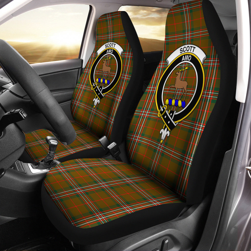 Scott Brown Modern Tartan Car Seat Cover with Family Crest One Size - Tartanvibesclothing