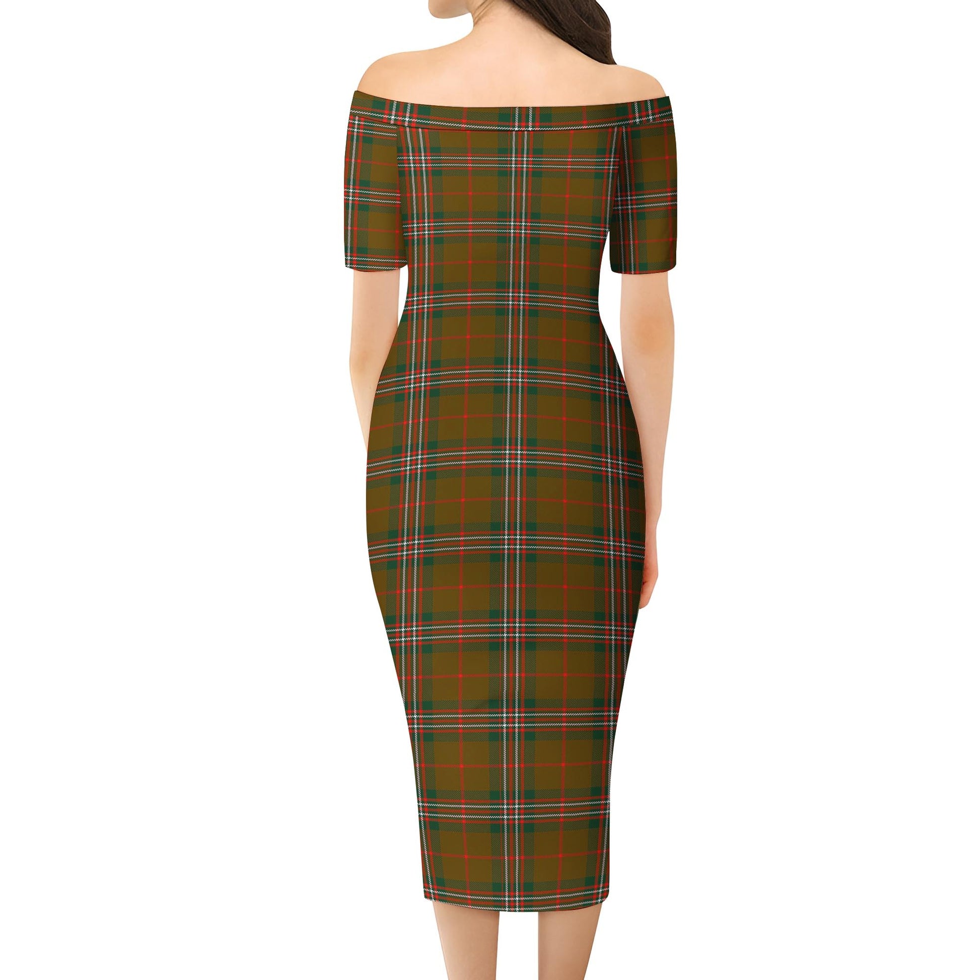Scott Brown Modern Tartan Off Shoulder Lady Dress - Tartanvibesclothing