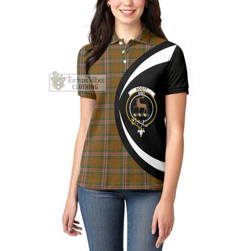 Scott Brown Modern Tartan Women's Polo Shirt with Family Crest Circle Style