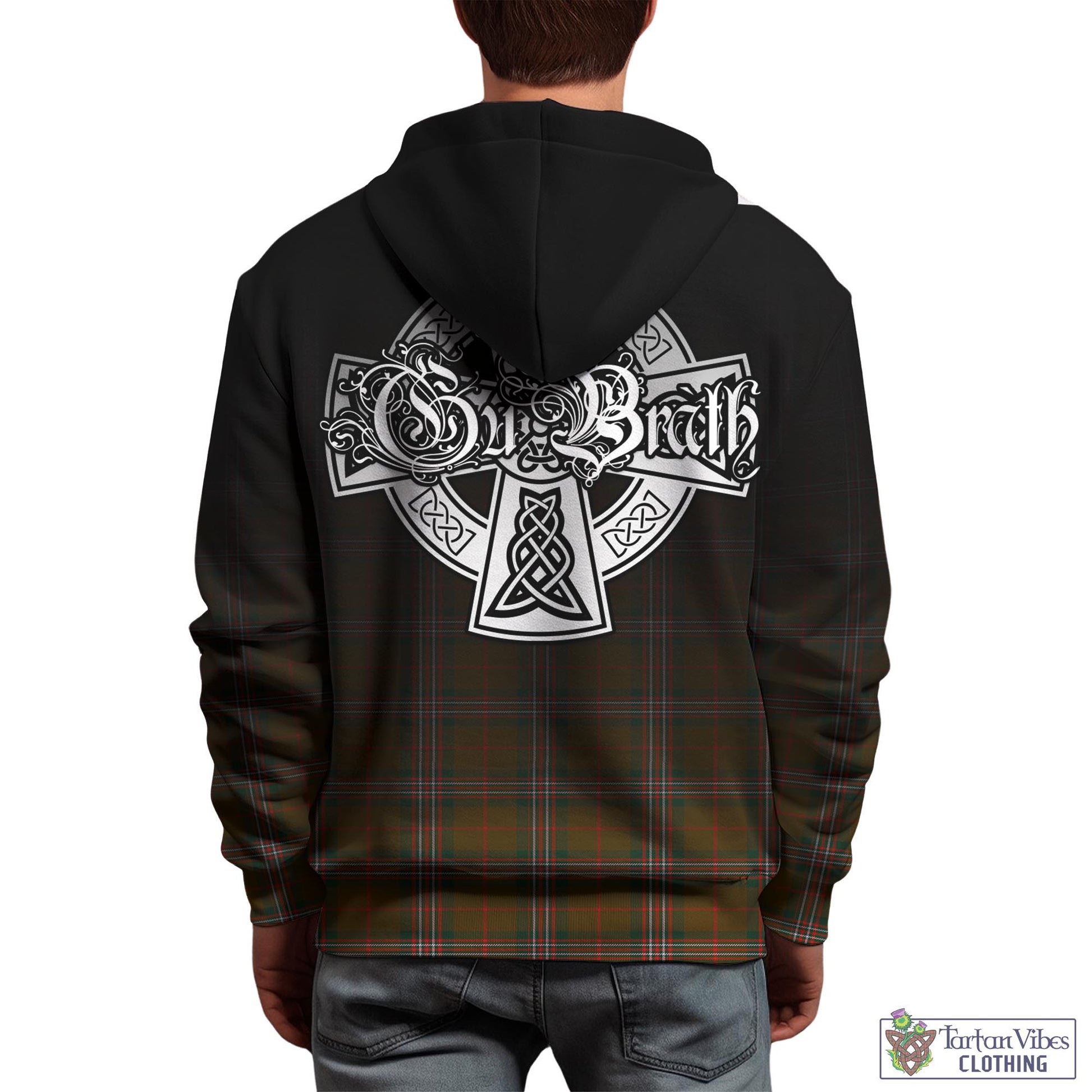 Tartan Vibes Clothing Scott Brown Modern Tartan Hoodie Featuring Alba Gu Brath Family Crest Celtic Inspired