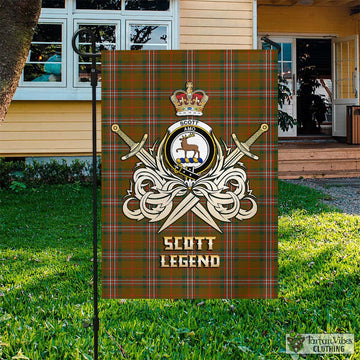Scott Brown Modern Tartan Flag with Clan Crest and the Golden Sword of Courageous Legacy